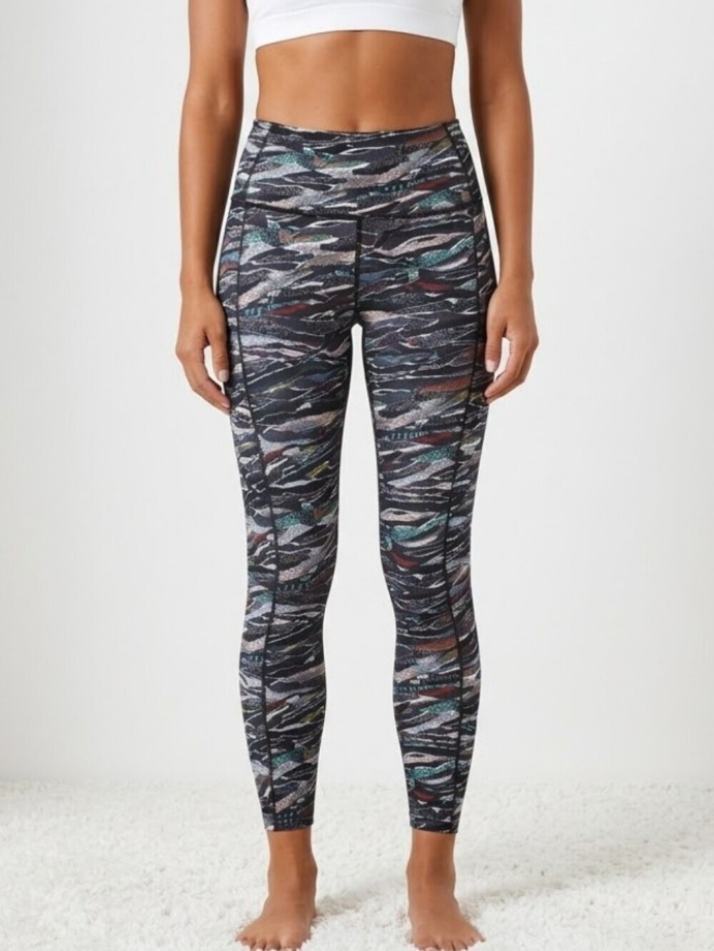 Lululemon Fast And Free 7/8 Tight Size 4 Nulux Mini Sweatr Multi Black